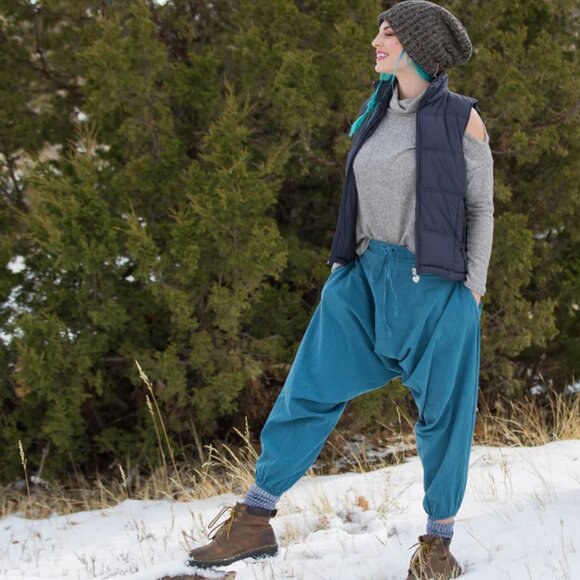 Winter Savannah Harem Pant Unisex Yoga Travel Baggy Cotton Boho Hippie - Picture 6 of 10